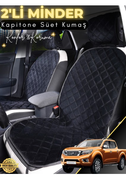 Nissan Navara Uyumlu 2'li Süet Oto Koltuk Minderi | Tam Koruma | Hızlı Montaj | SU GEÇIRMEZ | A10