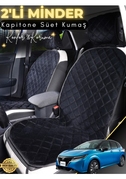 Nissan Note Uyumlu 2'li Süet Oto Koltuk Minderi | Terletmez | Kolay Montaj | Oto Koltuk Kılıfı | A6