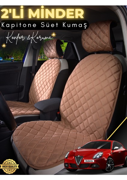 Alfa Romeo Gulietta Uyumlu 2'li Süet Oto Koltuk Minderi | Terletmez | Universal | Tam Koruma | A1