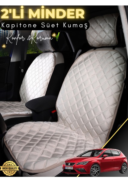 Seat Leon Uyumlu 2'li Süet Oto Koltuk Minderi | Terletmez | Kolay Montaj | Oto Aksesuar | A8