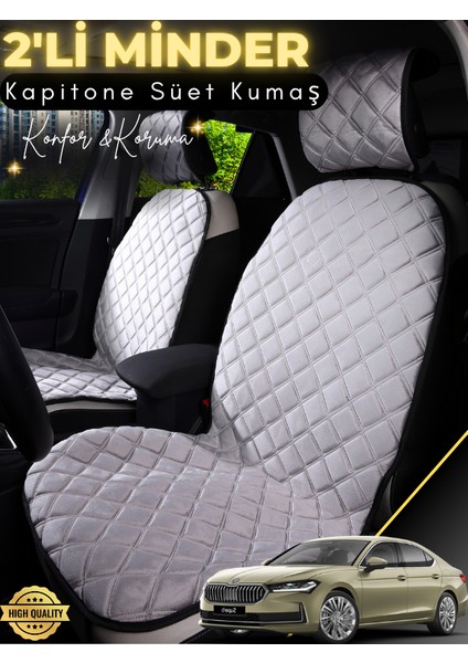 Skoda Super B B9 Uyumlu 2'li Süet Oto Koltuk Minderi | Terletmez | Kolay Montaj | Oto Aksesuar | A3