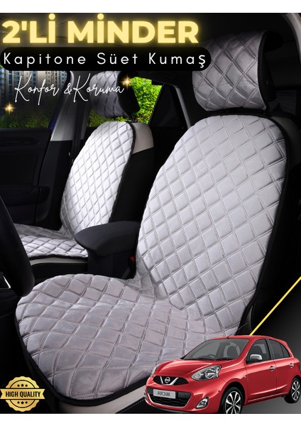 Nissan Micra Uyumlu 2'li Süet Oto Koltuk Minderi | Terletmez | Universal | Oto Koltuk Kılıfı | A3