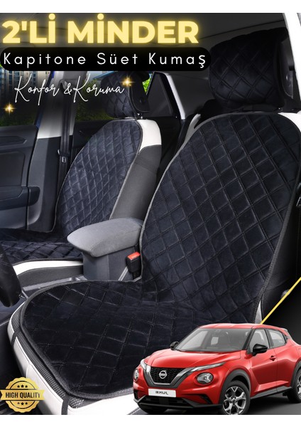 Nissan Juke Uyumlu 2'li Süet Oto Koltuk Minderi | Terletmez | Universal | Tam Koruma | A2
