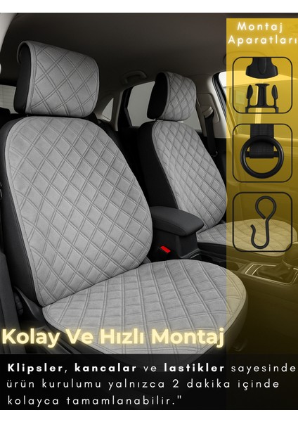 Nissan Micra Uyumlu 2'li Süet Oto Koltuk Minderi | Terletmez | Universal | Tam Koruma | A3 indirimleri