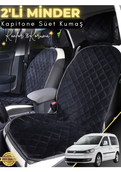Volkswagen Caddy Uyumlu 2'li Süet Oto Koltuk Minderi | Terletmez | Universal | Tam Koruma | A6