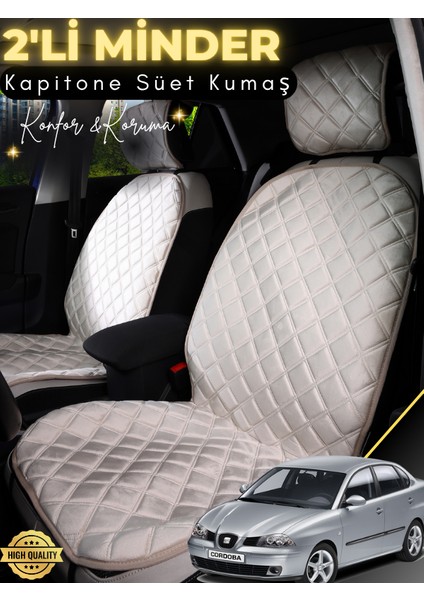 Seat Cordoba Uyumlu 2'li Süet Oto Koltuk Minderi | Tam Koruma | Hızlı Montaj | Su geçirmez | a4