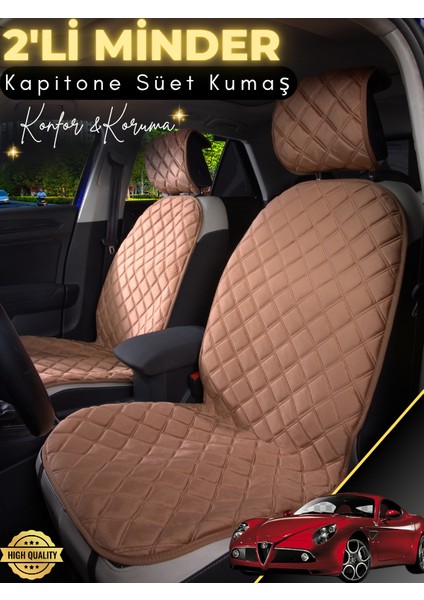 Alfa Romeo Spider Uyumlu 2'li Süet Oto Koltuk Minderi | Terletmez | Universal | Oto Aksesuar | A1