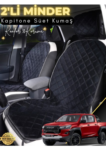 Toyota Hilux Uyumlu 2'li Süet Oto Koltuk Minderi | Terletmez | Kolay Montaj | Oto Aksesuar | A6