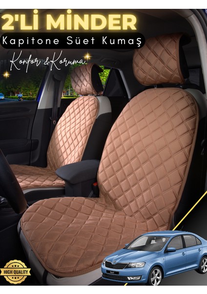Seat Rapid Uyumlu 2'li Süet Oto Koltuk Minderi | Terletmez | Universal | Su Geçirmez | A1