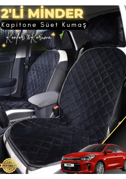 Kia Rio Uyumlu 2'li Süet Oto Koltuk Minderi | Terletmez | Universal | Su Geçirmez | A10