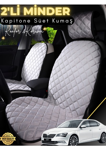 Skoda Super B B8 Uyumlu 2'li Süet Oto Koltuk Minderi | Terletmez | Kolay Montaj | Oto Aksesuar | A3