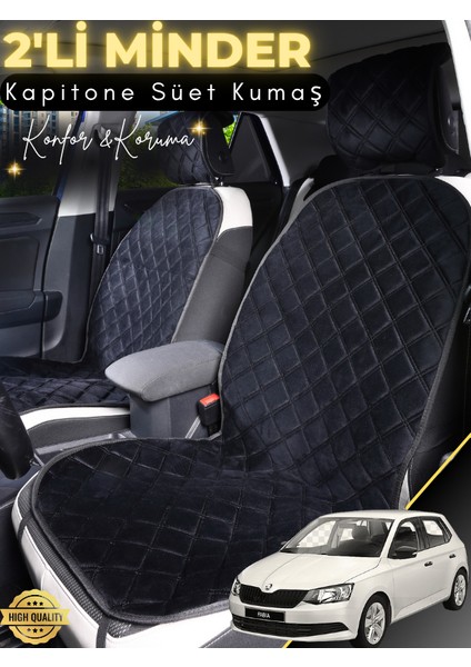 Skoda Fabia 3 Uyumlu 2'li Süet Oto Koltuk Minderi | Terletmez | Universal | Oto Aksesuar | A2
