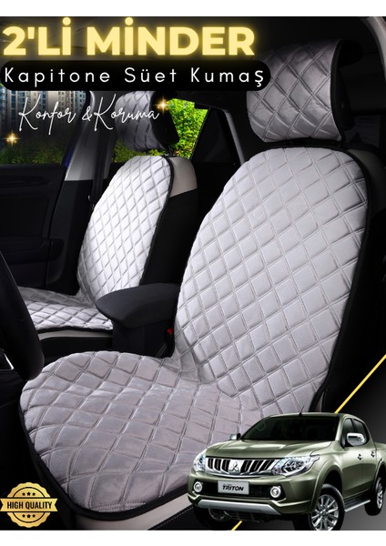 Mitsubishi L200 Uyumlu 2'li Süet Oto Koltuk Minderi | Terletmez | Universal | Su Geçirmez | A7