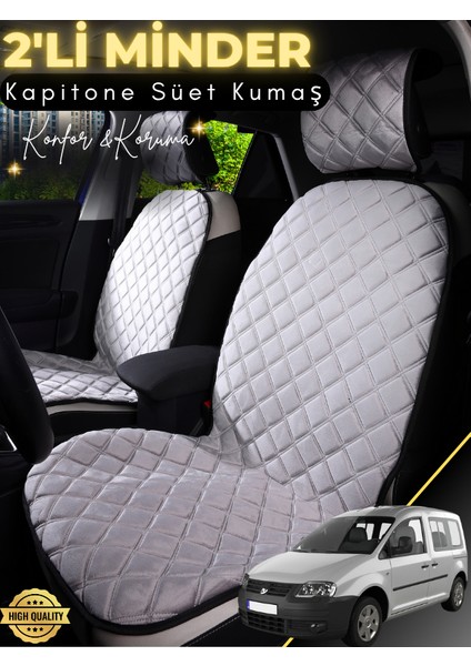 Volkswagen Caddy Uyumlu 2'li Süet Oto Koltuk Minderi | Terletmez | Universal | Tam Koruma | A3