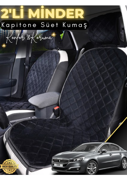 Peugeot 508 Uyumlu 2'li Süet Oto Koltuk Minderi | Terletmez | Universal | Tam Koruma | A6