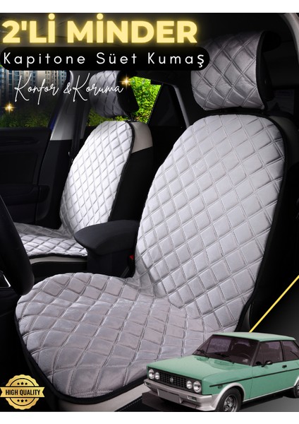 Tofaş Murat 131 Uyumlu 2'li Süet Oto Koltuk Minderi | Terletmez | Universal | Su Geçirmez | A3
