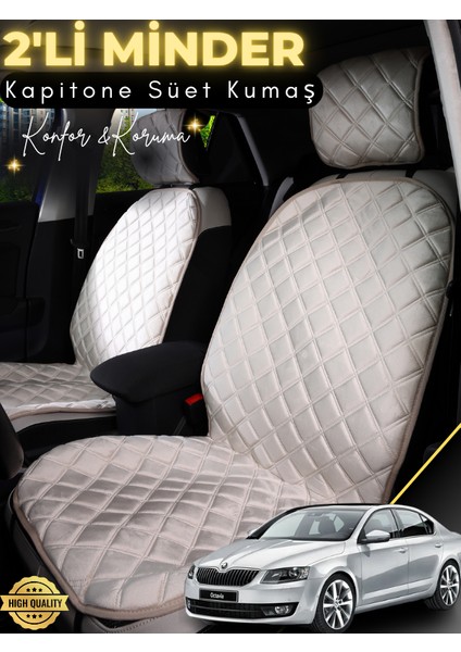 Skoda Octavia 3 Uyumlu 2'li Süet Oto Koltuk Minderi | Terletmez | Universal | Oto Aksesuar | A4