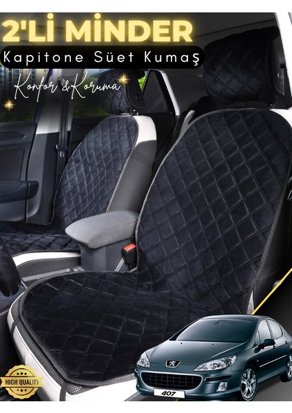 Peugeot 407 Uyumlu 2'li Süet Oto Koltuk Minderi | Terletmez | Universal | Su Geçirmez | A2