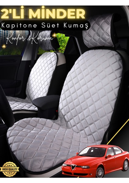 Alfa Romeo 146 Uyumlu 2'li Süet Oto Koltuk Minderi | Terletmez | Kolay Montaj | Oto Aksesuar | A3