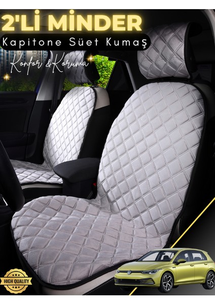 Volkswagen Golf 8 Uyumlu 2'li Süet Oto Koltuk Minderi | Terletmez | Universal | Tam Koruma | A3