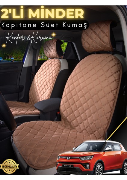 Ssangyong Tivoli Uyumlu 2'li Süet Oto Koltuk Minderi | Terletmez | Kolay Montaj | Oto Aksesuar | A1