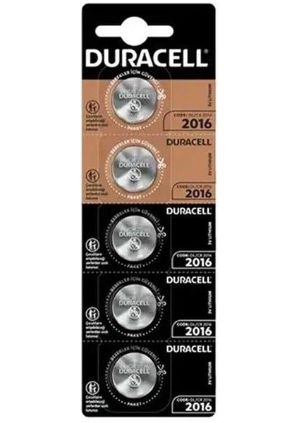 Duracell CR2016 Lityum Pil 5'li Paket