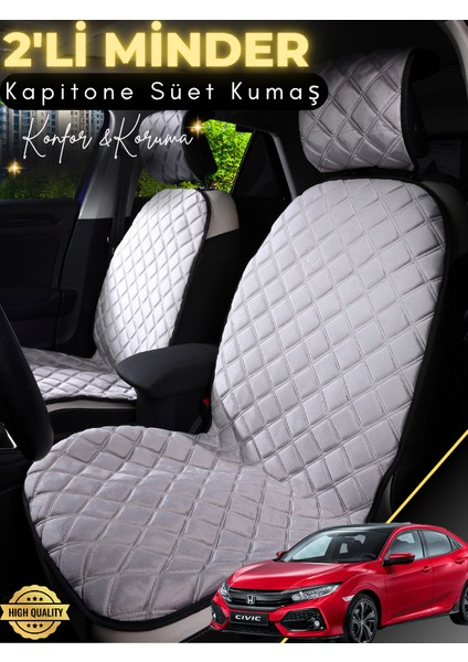 Honda Civic Fc5 Uyumlu 2'li Süet Oto Koltuk Minderi | Terletmez | Universal | Tam Koruma | A3