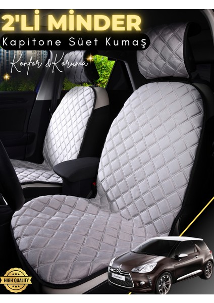 Citroen C2 Uyumlu 2'li Süet Oto Koltuk Minderi | Su Geçirmez | Hızlı Montaj | Oto Koltuk Kılıfı | A3