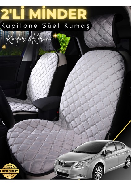 Toyota Avensis Uyumlu 2'li Süet Oto Koltuk Minderi | Terletmez | Universal | Tam Koruma | A7