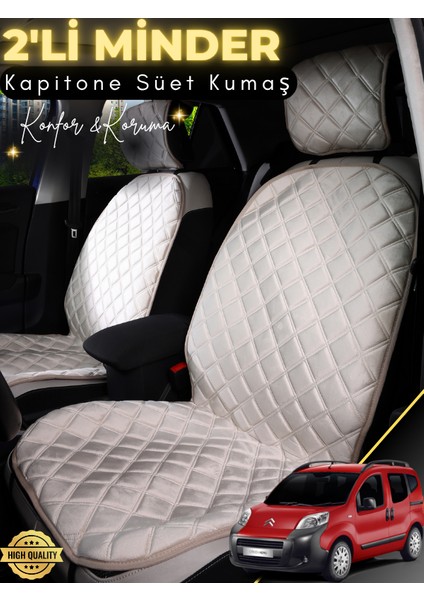 Citroen Nemo Uyumlu 2'li Süet Oto Koltuk Minderi | Terletmez | Kolay Montaj | Oto Koltuk Kılıfı | A4