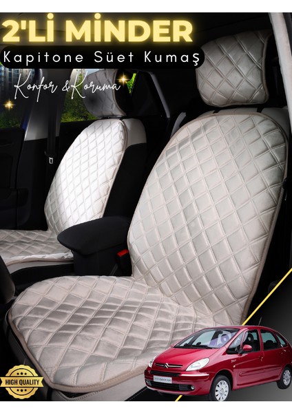 Citroen Xsara Uyumlu 2'li Süet Oto Koltuk Minderi | Terletmez | Universal | Tam Koruma | A4