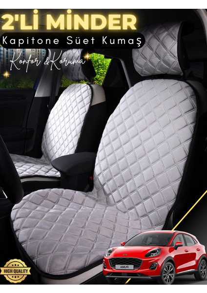 Ford Puma Uyumlu 2'li Süet Oto Koltuk Minderi | Terletmez | Universal | Su Geçirmez | A3