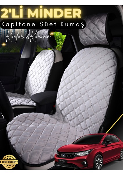 Honda City Uyumlu 2'li Süet Oto Koltuk Minderi | Universal | Hızlı Montaj | Su Geçirmez | A7