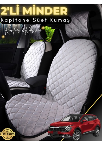 Kia Sportage Uyumlu 2'li Süet Oto Koltuk Minderi | Terletmez | Universal | Tam Koruma | A15
