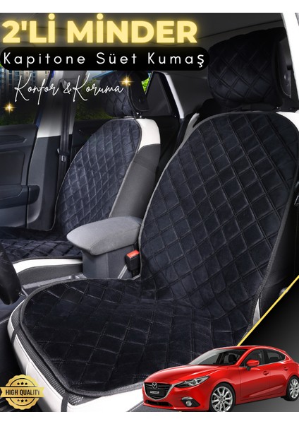 Mazda 3 Uyumlu 2'li Süet Oto Koltuk Minderi | Universal | Hızlı Montaj | Su Geçirmez | A2