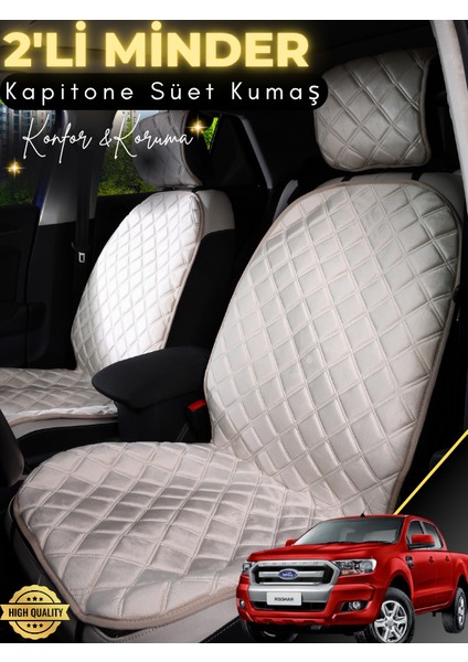 Ford Ranger Uyumlu 2'li Süet Oto Koltuk Minderi | Terletmez | Universal | Tam Koruma | A4
