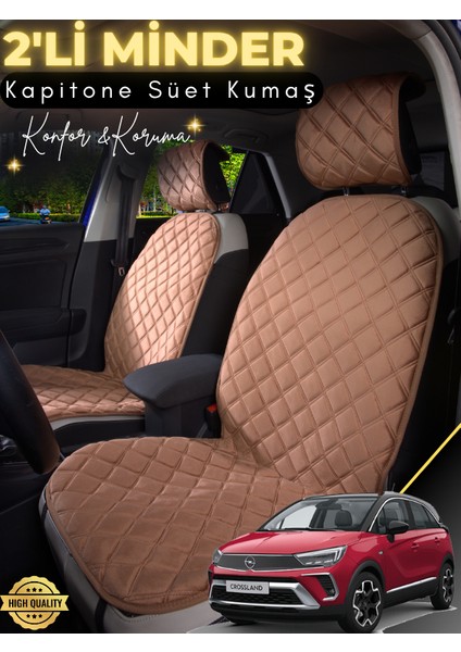 Opel Crossland Uyumlu 2'li Süet Oto Koltuk Minderi | Terletmez | Universal | Tam Koruma | A1