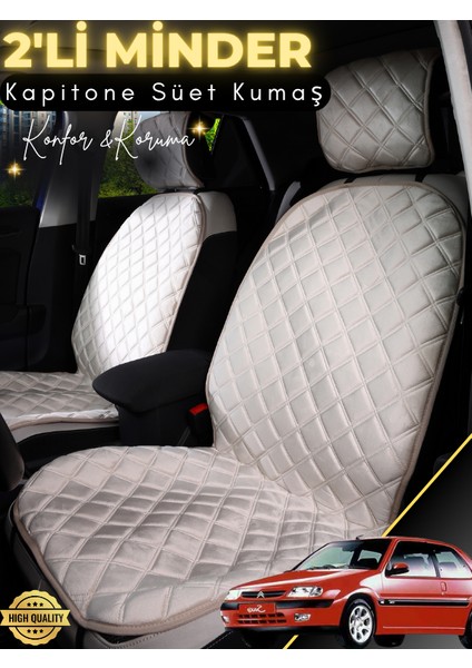 Citroen Saxo Uyumlu 2'li Süet Oto Koltuk Minderi | Su Geçirmez | Hızlı Montaj | Oto Koltuk Kılıfı | A4