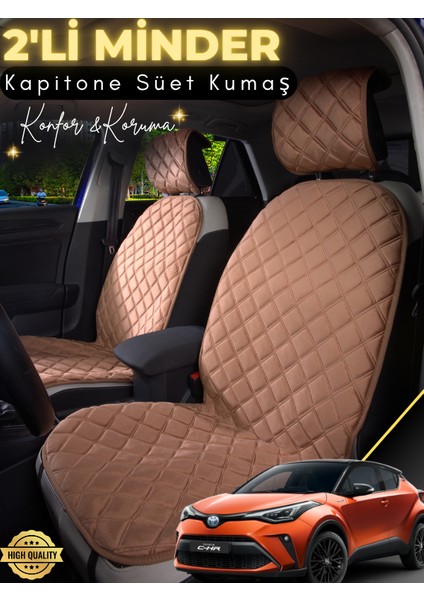Toyota Ch-R Uyumlu 2'li Süet Oto Koltuk Minderi | Terletmez | Universal | Tam Koruma | A1