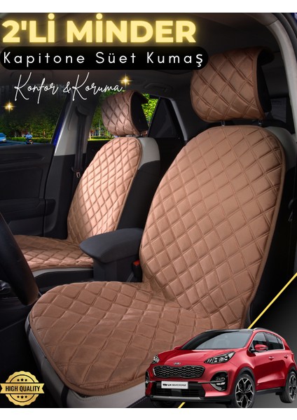 Kia Sportage Uyumlu 2'li Süet Oto Koltuk Minderi | Terletmez | Universal | Tam Koruma | A9