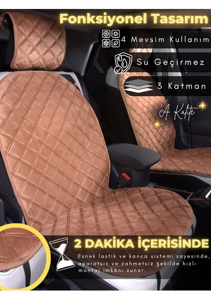 Toyota Carina Uyumlu 2'li Süet Oto Koltuk Minderi | Terletmez | Universal | Tam Koruma | A1 modelleri
