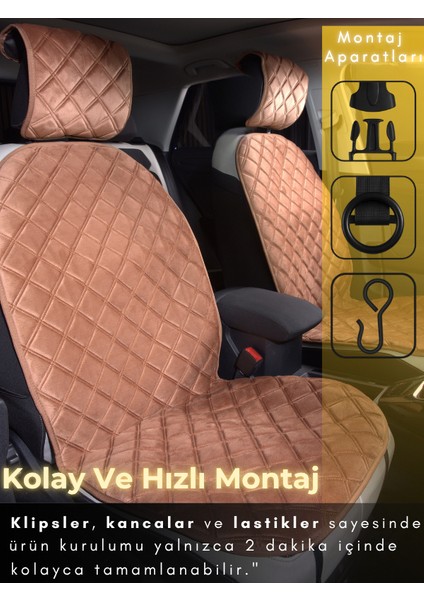 Toyota Carina Uyumlu 2'li Süet Oto Koltuk Minderi | Terletmez | Universal | Tam Koruma | A1 indirimleri