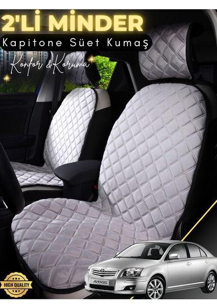 Toyota Avensis Uyumlu 2'li Süet Oto Koltuk Minderi | Terletmez | Universal | Tam Koruma | A3