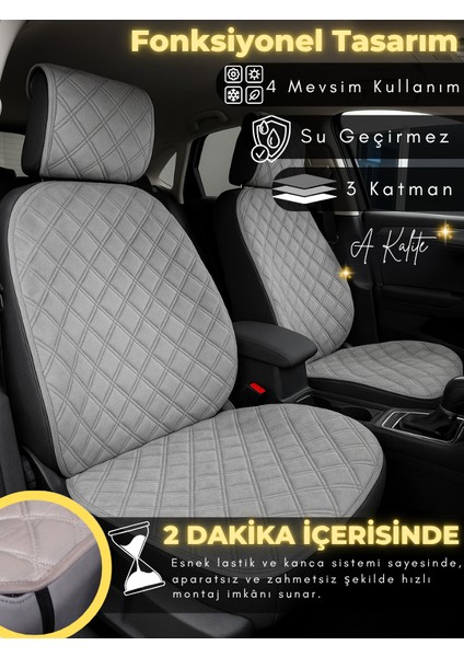 Toyota Avensis Uyumlu 2'li Süet Oto Koltuk Minderi | Terletmez | Universal | Tam Koruma | A3 modelleri