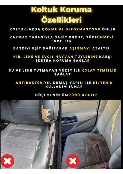 Toyota Avensis Uyumlu 2'li Süet Oto Koltuk Minderi | Terletmez | Universal | Tam Koruma | A3