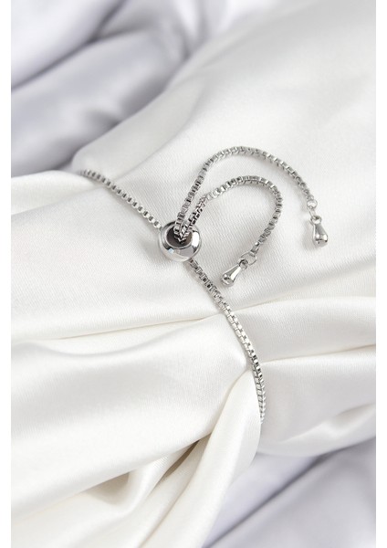 Pirinç Zirkon Taşlı Kiraz Model Gümüş Renk Asansörlü Kadın Bileklik - Lisinya fiyatları