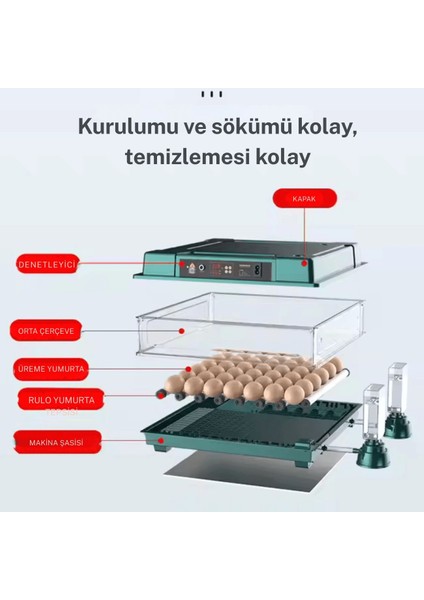 Slim Yeni Model 130 Lu Gün Sayaçlı Otomatik Kuluçka Makinesi - Tavuk Kaz Ördek Kuş Yumurtası Uyumlu ( Lisinya ) indirimleri