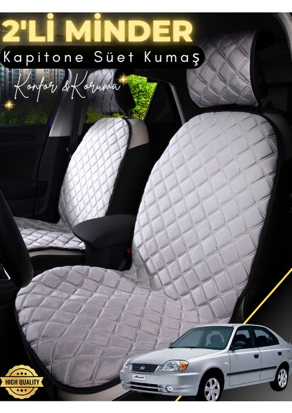 Hyundai Accent Admire Uyumlu 2'li Süet Oto Koltuk Minderi | Terletmez | Universal | Su Geçirmez | A3