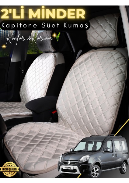 Renault Kangoo 2 Uyumlu 2'li Süet Oto Koltuk Minderi | Terletmez | Universal | Su Geçirmez | A4