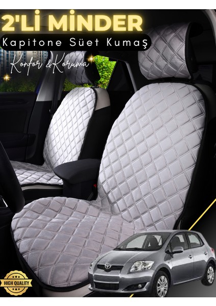Toyota Auris Uyumlu 2'li Süet Oto Koltuk Minderi | Terletmez | Universal | Tam Koruma | A3